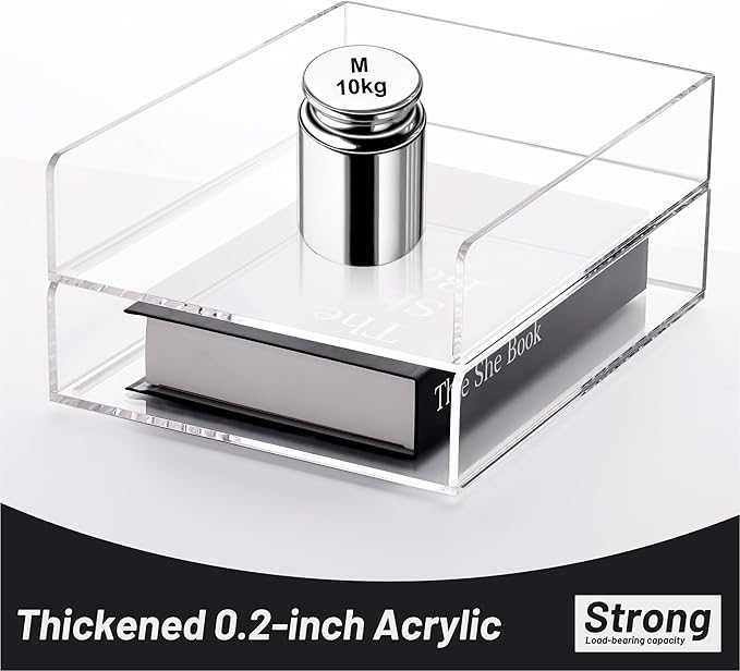 Paper Organizer Letter Tray, Clear Acrylic Paper Tray, School Teacher Office Supplies Organization, Stackable Desk File Organizer, Classroom Decor and Accessories-2 Pack…
