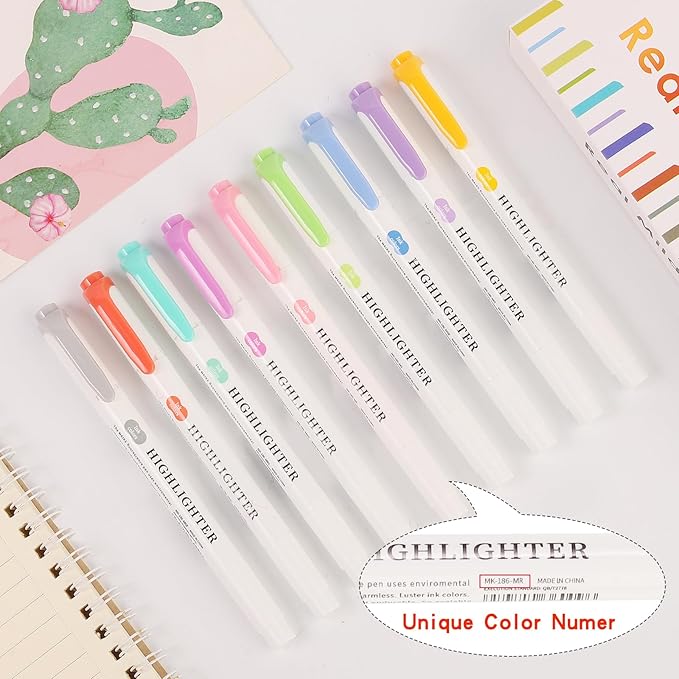 Assorted Colors Highlighters, Pastel Highlighter Real Mild Markers Dual Tip Highlighter Markers Chisel and Fine Tips for Coloring, Underlining, Highlighting (35colors)