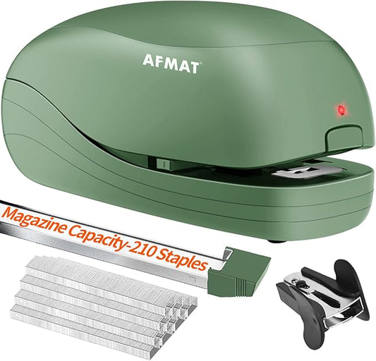 AFMAT ES06 Electric Stapler for Desk, Automatic Stapler Desktop, 25-Sheet Office Staplers Electric, AC or Battery Powered Staplers Heavy Duty Office Use, with Reload Reminder & Release Button