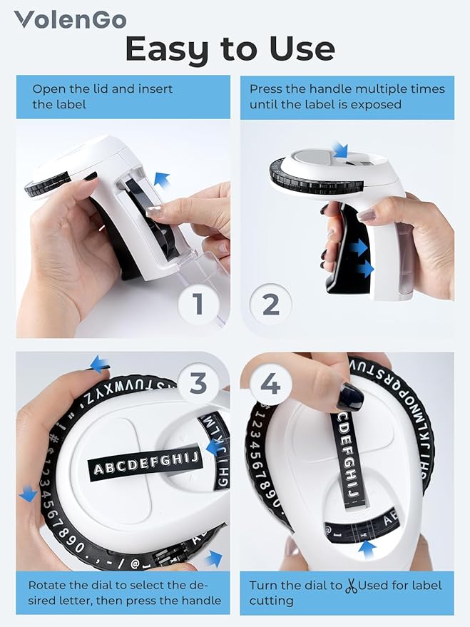 Embossing Label Maker, Vintage Embossed Label Maker, Handheld Retro Manual Labeler Machine with 10 Rolls 3D Embossed Tapes, Portable Old School 3D Embosser for Kids School Items, Black