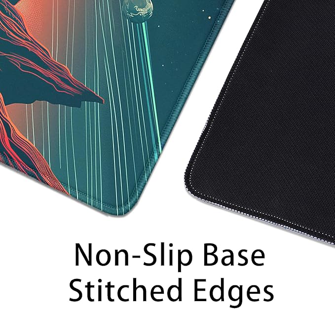 Sci Fi Space Planet Mouse Pad,Extended Mousepad Desk Pad with Stitched Edges,Non-Slip Waterproof Rubber Base Mouse Mat for Office Computer Keyboard Laptop Home(27.5x11.8 in)
