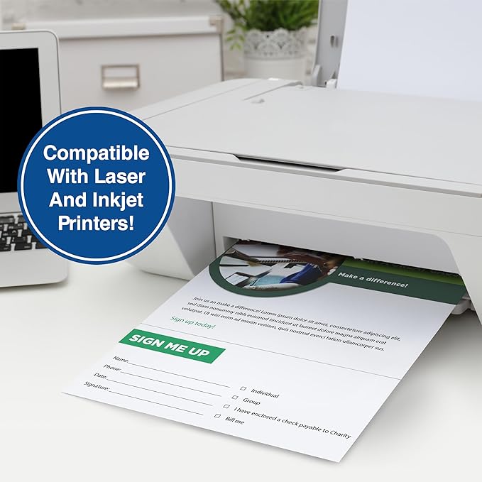 PrintWorks Professional 3 2/3" Horizontal Perforated Paper 8.5” x 11” - Perfect For W-2, 1099, & Statement Use - Made in the USA - 500 Sheets - 20 lb - Printer Compatible - White (04124)