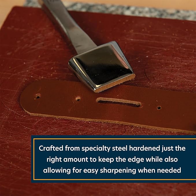 Weaver Supply Steel Oblong Leather Punch, Polished Hole Puncher for Cutting All Kinds of Webbing and More, Professional Punching Tool