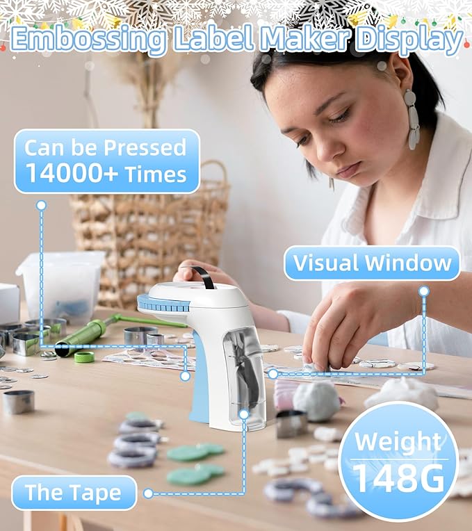 Embossing Label Maker Machine, Retro Embossed Label Maker Manual, Vintage Omega Home Labeler Embosser with Embossing Labeler Refill 3/8"(9mm) for Kids and Elderly