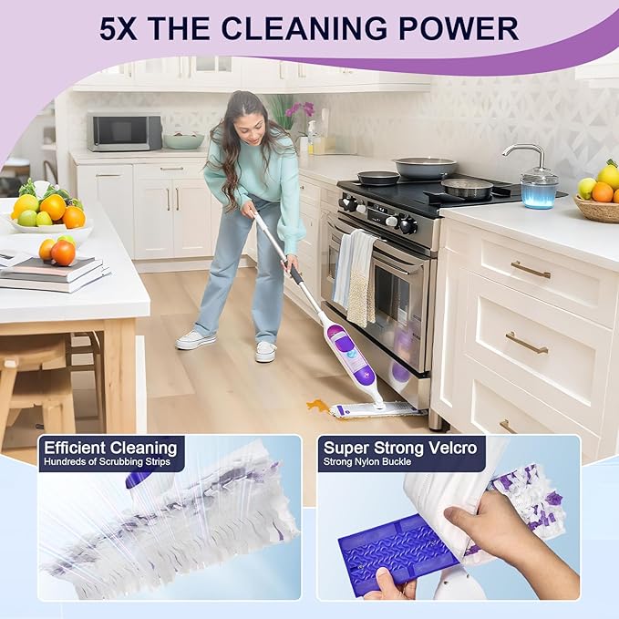 25 Count Disposable Power Mop Pads, 5X Cleaning Power Mop Refills for Swiffer Power Mop, Unscented 14-Layer Thickened Wood Mop Refill Pads for Surface Floor Cleaning