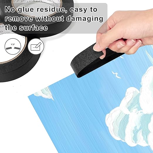 Black Masking Tape, 1 Inch x 55 Yards x 3 Rolls, Black Painters Tape, General Purpose Painting Adhesive Tape for Arts DIY Crafts Labeling