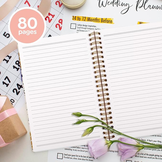 Boho Floral Botanical Journal Notebooks, Gold and Black Flower College Ruled Notebooks for Note Taking, Wildflower Journal Journaling, Spiral Notebook 5.5x8.3