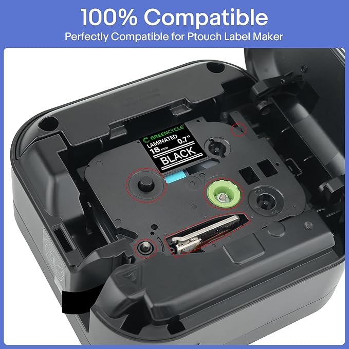 GREENCYCLE 3 Pack Compatible for Ptouch TZe-345 Aze-345 TZ-345 AZE Tape 18mm 0.7''Laminated White on Black Laminated Label Tape for PT-2730 PTD400AD PT-D450 PTD600 PTP700 PTP710BT Label Maker