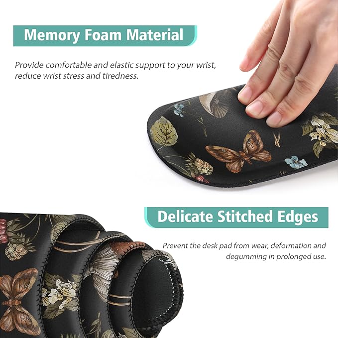 Mouse Pad Set Large Desk, Desk Matt for Desktop with Wrist Rest,Anti-Slip XXL Big Computer Ergonomic Mousepad with Wrist Support for Keyboard and Mouse(Plant)