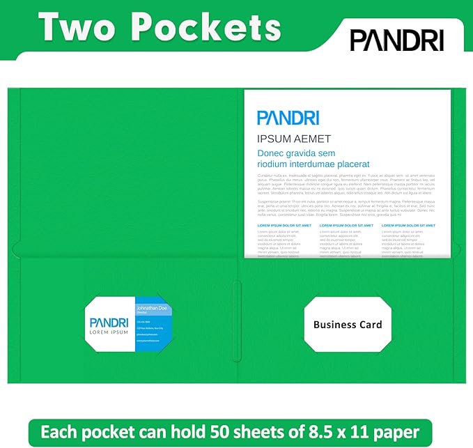 Two Pocket Folders, PANDRI 75 Pack 2 Pocket Folders, Letter Size Paper File Folder for School Office Home Business, Assorted 5 Colors