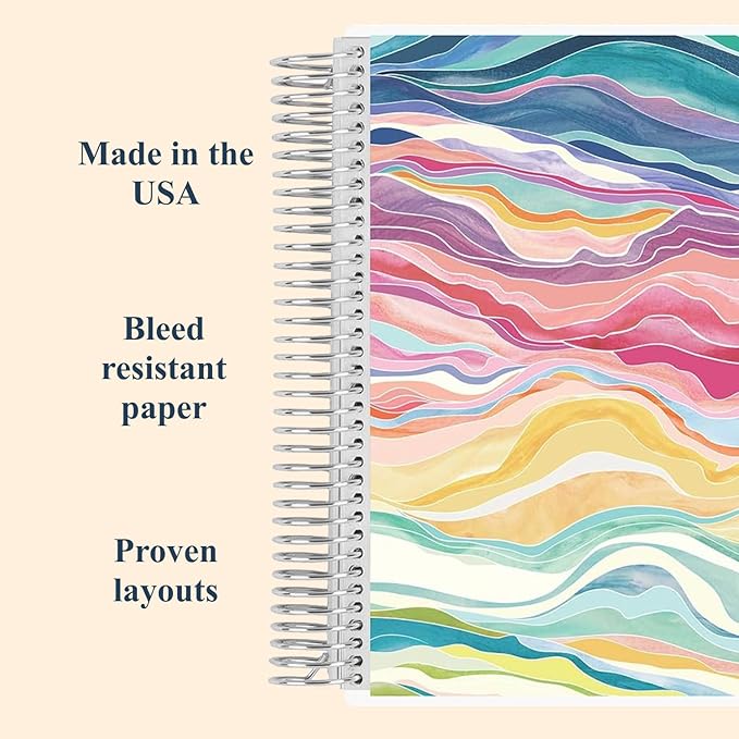 Erin Condren 8.5" X 11" Spiral Bound Productivity Notebook, Layers Colorful, Functional 160 Lined Page and 80Lb Thick Paper Spiral Notebook, Stickers Included