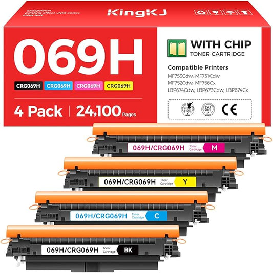 069 069H Toner Cartridge Set High Capacity 4-Pack Compatible for Canon 069H 069 for Color imageclass MF753Cdw MF751Cdw LBP674Cdw LBP674C MF750C LBP673Cdw LBP674Cx MF752Cdw MF756Cx Printers lnk Black