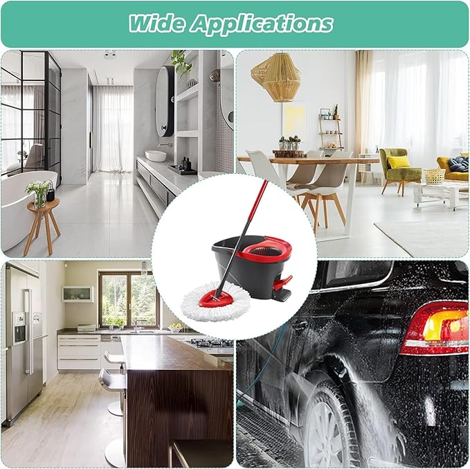16 PCS Spin Mop Replacement Head,100% Microfiber Mop Heads Replacements with Cedar Mop Replace,360 Degree Round Spin Mop Replacement Head for Easy House Cleaning Floor Mopping