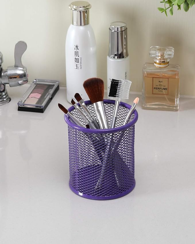 EasyPAG Purple Pen Holder for Desk 2 Pack Metal Pen Holder Organizer Pencil Cup Holder for Home, Office, Classroom, School