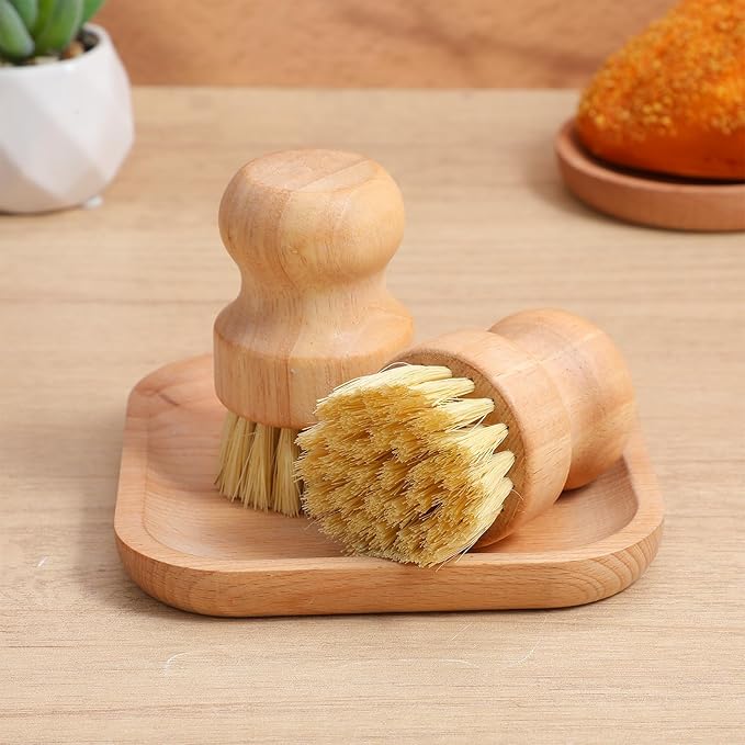 Afcabakila 12 Packs Bamboo Scrub Brush for Dishes, 2 Pcs Natural Dish Brush with Sisal Bristles, Wooden Dish Scrubber for Pots, Pans & Vegetables, Eco-Friendly Kitchen Cleaning Tools