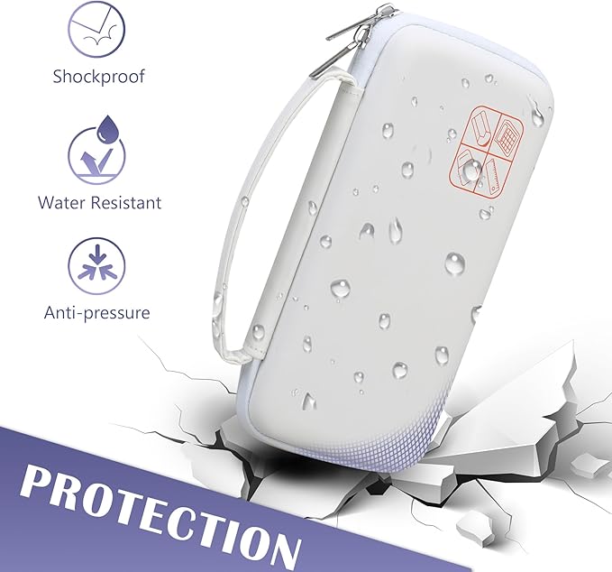 BOVKE Hard Travel Case for Texas Instruments TI-84 Plus CE/TI-84 Plus/TI-83 Plus CE/TI-83 Plus/Casio fx-9750GIII Graphing Calculator, Mesh Pocket for USB Cables, Manual, Pens, Accessories, White