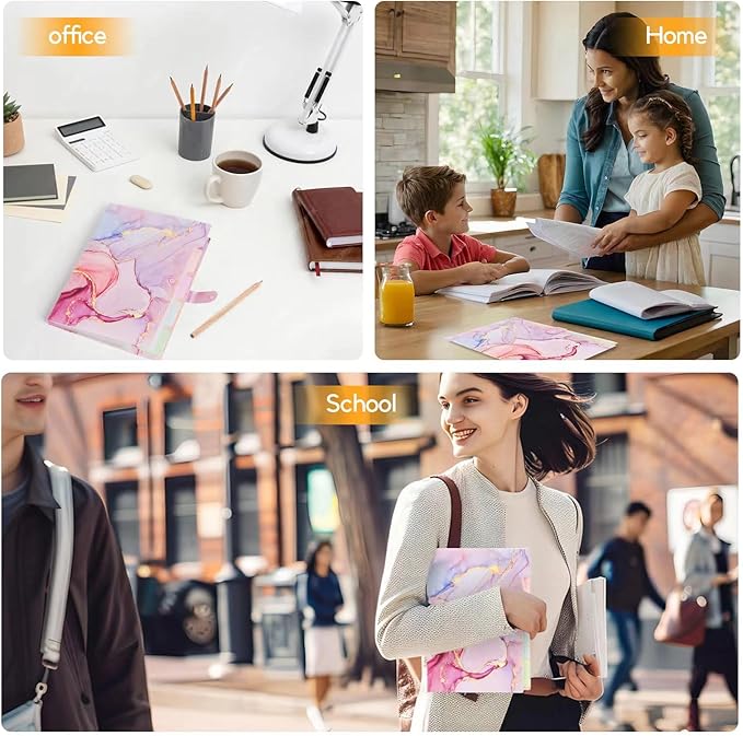 Expanding File Folder, Aesthetic Folders for School, Accordion File Organizer, Aesthetic Folder with Labels,5 Pockets Important Document Folders for School Office Home(Six Colors Mixed)