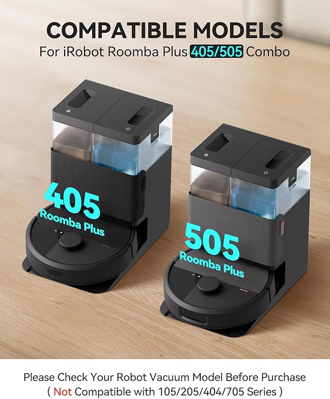 Leemone 8 Pcs Replacement Parts for iRobot Roomba Plus 405 & 505 Combo Robot Vacuum Cleaner, Roomba 505 Combo Accessories Kit with 1 Main Brush, 3 Filter, 3 Side Brushes, 1 Cleaning Brush