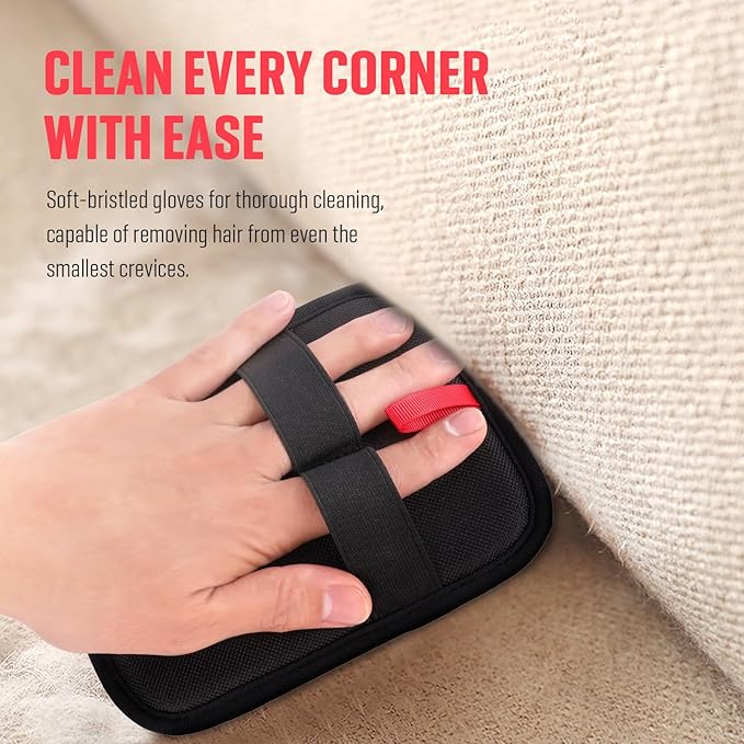 VerdeVilla Pet Hair Remover, Electrostatic Pet Hair Removal Gloves, Reusable Cat & Dog Hair Remover for Couch, Furniture, Carpet, Curtain, Upgraded Animal Fur Removal Tool, Cat Grooming Gloves-2 PCS