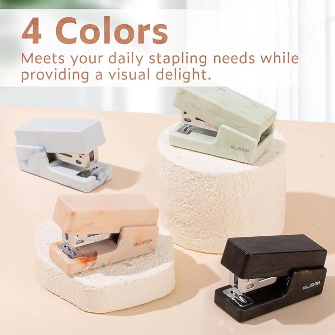 Mini Stapler with 830 Staples, Small Cute Desk Staplers, 25 Sheet Capacity, Fluid Brown