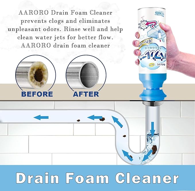 Drain Foam Cleaner,Liquid Hair Drain Clog Remover Foaming Cleaner for Kitchen, Sinks, Tubs (2PCS)