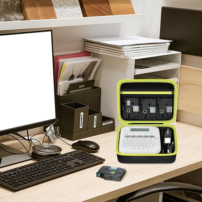 Case Compatible with Brother P-Touch PTD220 D210 Home/Office Everyday Label Maker, Storage Holder Carrying Organizer for Label Tapes, AC Adapter, Charging Cables (Box Only) - Black