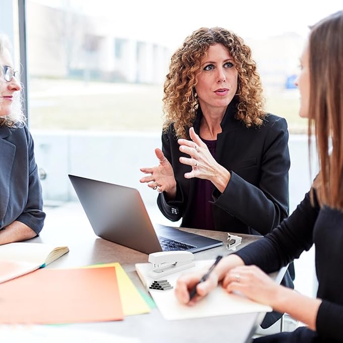 2 Pack White Office Stapler, 25-Sheet Capacity with 4000 Staples and 2 Staple Removers, Desktop Stapler, White Office Supplies for Students and Office Clerks