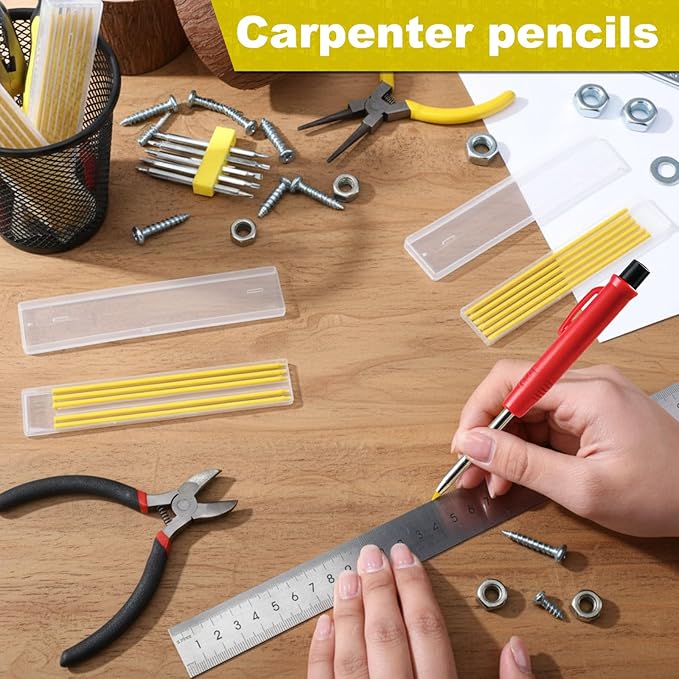 Zhehao 120 Pieces 2.8 mm Carpenter Pencils Lead Refills HB Refill for Construction Pencils Refills Mechanical for Writing Drawing Drafting Woodworking Construction(Yellow)