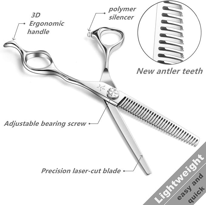 High-end Professional Hair Thinning Scissors Hair Cutting Teeth Shears Barber Hairdressing Texturizing Scissors Extremely Very Sharp 6.5 Inch Stainless Steel Alloy For Men Women Salon & Home