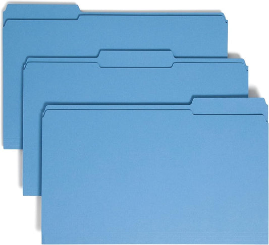 Smead File Folder, Reinforced 1/3-Cut Tab, Legal Size, Blue, 100 per Box (17034)