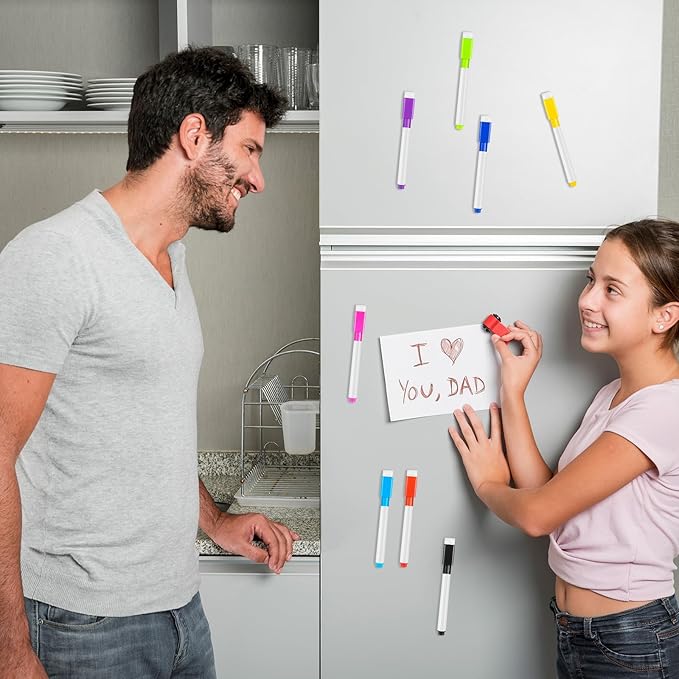 102 Pcs Magnetic Dry Erase Markers, Dry Erase Markers Fine Tip with Eraser Cap, White Board Markers Dry Erase for Whiteboard, Dry-Erase Boards, School, Office and Home (8 Colors)