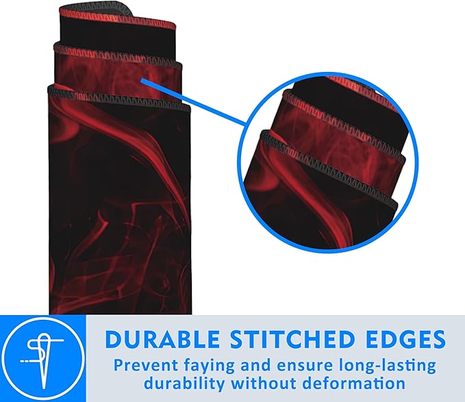 Large Extended Mouse Pad Red Smoke Rose Desk Mat,Large Gaming Mouse Pad,Big Desk Pad with Thick Stitched Edges Suit for Home Office or Gaming 35.4x15.7 Inch