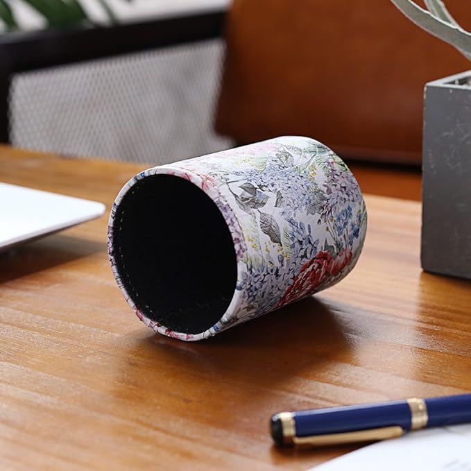 Summer Flower Blossom Design PU leather Pencil Pen Holder Desk Organizer PH40