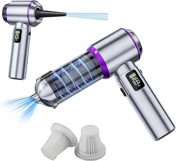 KEVANLY Car Vacuum Portable Cordless,16000Pa Suction Power Handheld Vacuum for Car,Home,Office,Pet Hair Cleaning,with Washable Filter and Replaceable Nozzle, Type-C Charging