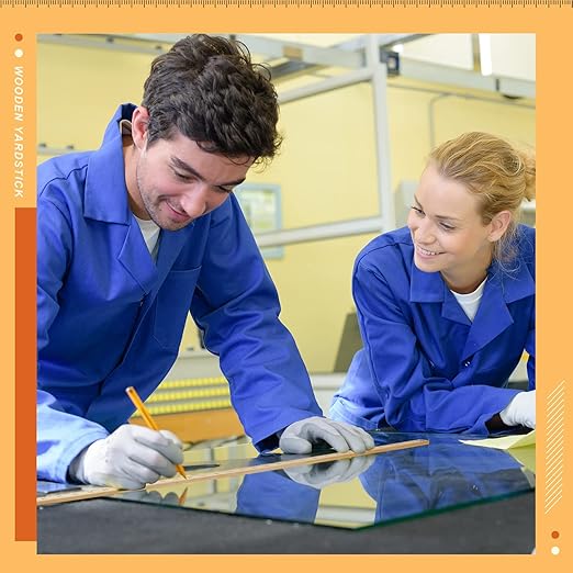 Hoteam 5 Pcs Heavy Duty Wooden Yardstick 36 Inches Natural Wood Yard Stick Ruler with Hang Hole Metal Tips 1/4-inch-thick Yardstick Ruler Metal Ends Meter Stick Clothing Measuring Home Office