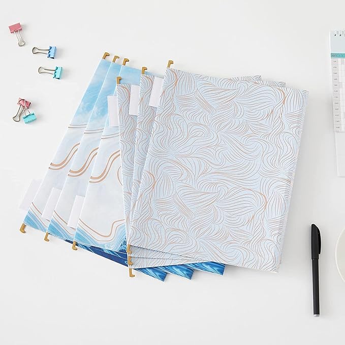 6 Pack Hanging File Folders Filing Cabinet Organizer Letter Size 1/5 Cut Adjustable Tabs Decorative for Home Office School Classroom, Gilding 9.3” x 12.8”…