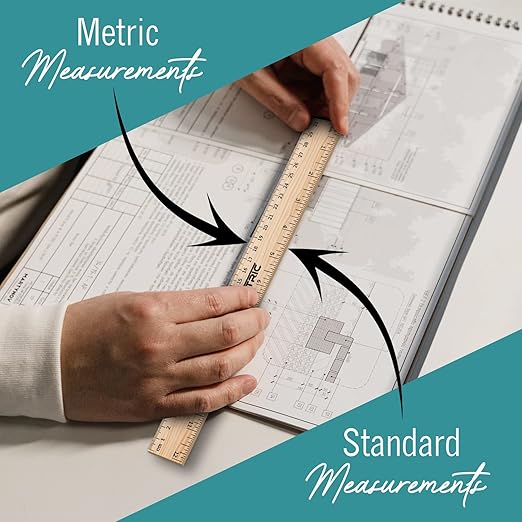 Rulers 12 Inch, Rulers Bulk for Classroom – Wooden Ruler for Kids 25 Pack Great for School, Classroom, Imperial and Metric Measurements for Office and Home