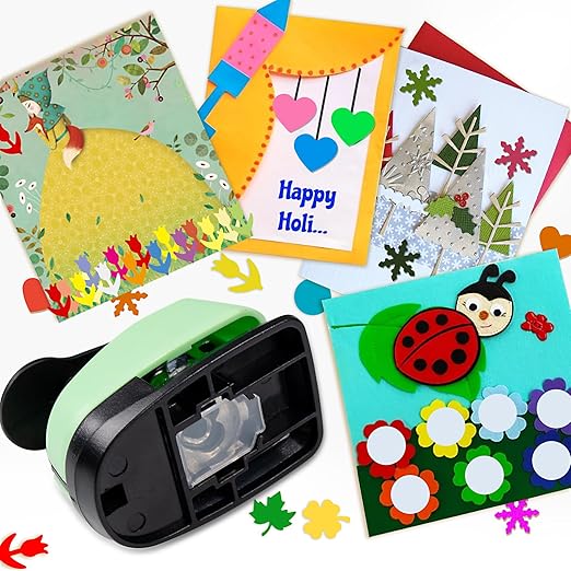 Paper Punches for Crafting, 6 Set Different Paper Punch Shapes, 0.5 Inch Heart and Circle Hole Puncher, Craft Hole Punch for DIY Handmade, Crafting Scrapbook Tools Cards Arts Fun Projects