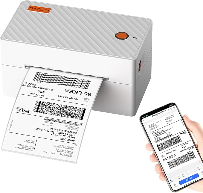 Bluetooth Thermal Shipping Label Printer, Wireless 4x6 Shipping Label Printer for Small Business, Support iOS, Android, Windows and Mac, Compatible with Amazon, Ebay, Shopify, Etsy, USPS.