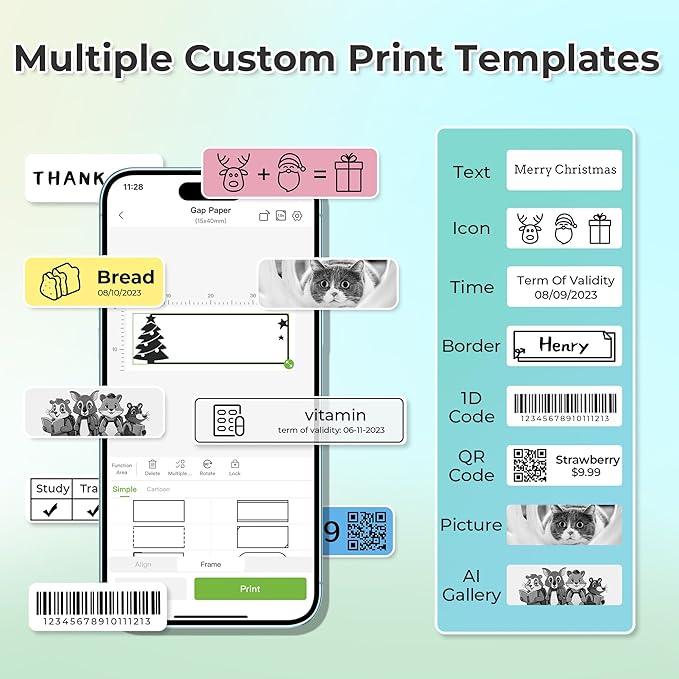 Nelko Label Maker Machine with Tape, P21 Bluetooth Label Printer, Wireless Mini Label Makers with Multiple Templates for School Office Home, Black