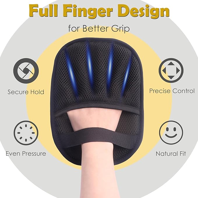 Five-Finger Pet Hair Removal Glove, Electrostatic Dog and Cat Hair Remover, Resuable and Washable Pet Hair Cleaning Tool for Furniture, Couch, Clothes, Carpet, Bedding...Blue, 1 Piece