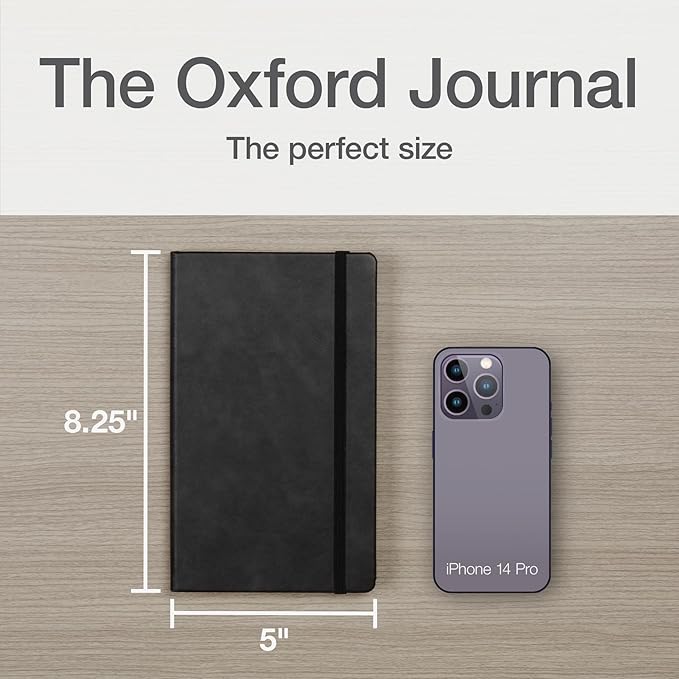 Oxford Journal, Lined Writing Notebook, Writer's Journal, Classic Notebook for School or Office, 240 Pages, 5" x 8.25", Hardcover, Black (75500)