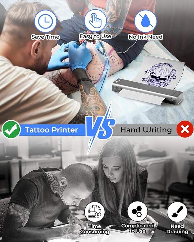 Phomemo Inkless Portable Printer for Travel - Wireless Thermal Printer Compatible with Phone & Laptop, Bluetooth Printers Supports 8.5" X 11" Letter Thermal Paper, Come with Carry Case