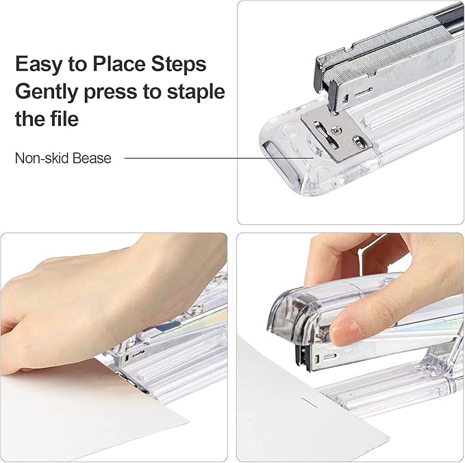 Transparent Acrylic Stapler - Silver, Modern Style for Office