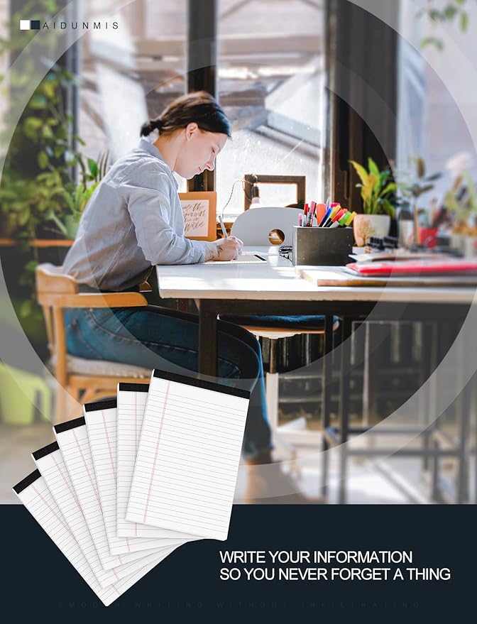 12 Pack Note Pads 5x8 Small Legal Pads White Notepads 5x8 Inch 80 GSM Paper Pads With 30 Sheets Per Notepad Small Writing Pads Notebook for Work White Lined Note Pads Small Legal Notepads for School