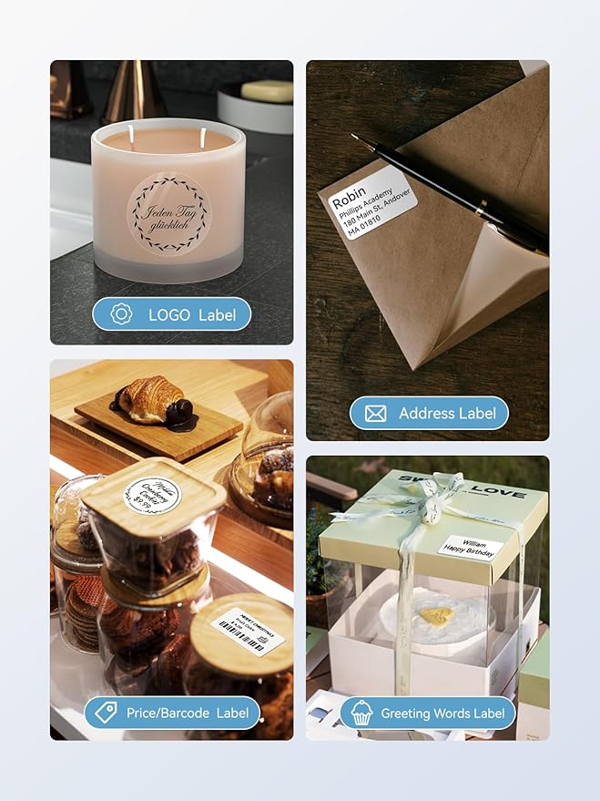 NIIMBOT B1 Label Maker Machine with 3 Tapes, 50x30mm/50x80mm/ 50x50mm Round Labels, Bluetooth Thermal Label Printer for Small Business,Office,Home,School (Blue, 1 Printer+3 Roll Label)