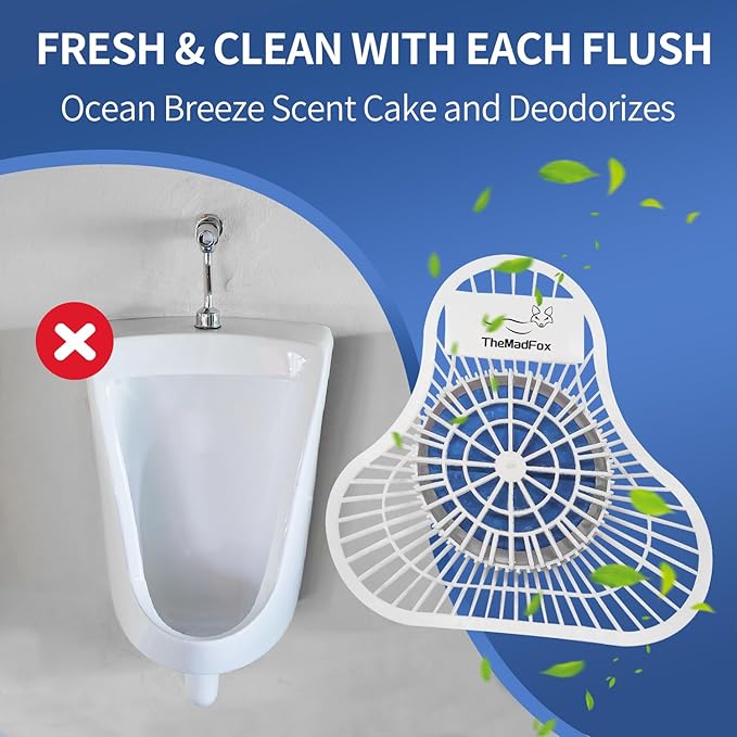 Urinal Screen Deodorizer (12 Pack),Urinal Cakes with Block Long-Lasting Ocean Breeze Scent,Anti-Splash Urinal Screens for Men Bathroom Airport Office Mall Hotel