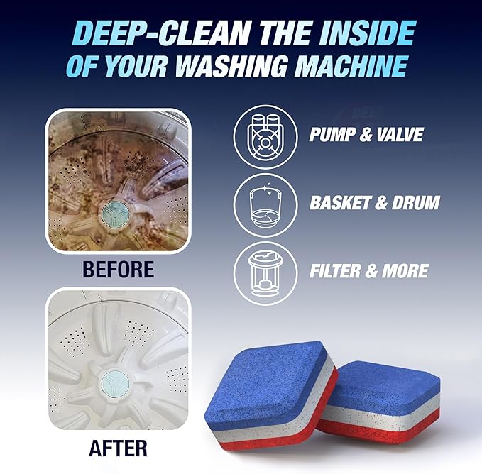 Washing Machine Cleaner Tablets 84 Pack for HE Top Load - Eco Friendly Washer Machine Cleaning Tablets - 3 Layers Septic Safe Wash Machine Full Deodorizer Descaler Protector - 3 Plus Year Supply