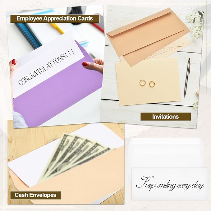 PATIKIL 100 Pack White #10 Business Envelopes, Colored Self Seal Letter Size Envelopes for Business Mailing Office Checks Invitation, 4-1/8 x 9-1/2 Inches