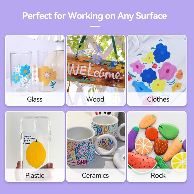 Arrtx Acrylic Markers 30A,Brush Tip Acrylic Paint Pens Markers for Rock Painting, Wood, Ceramic,Glass,Canvas,Metal,Plastic, Fabric, Stone & DIY Projects